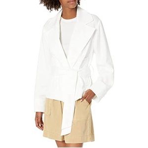 Vince Tie Waist Cropped Casual Cotton Jacket Long Sleeves White Women's Size S